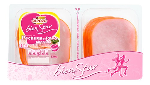 FIAMBRE DE PECHUGA DE POLLO ADOBADA SIN LACTOSA ELPOZO 330 G FIAMBRE DE PECHUGA DE POLLO ADOBADA SIN LACTOSA ELPOZO 330 G