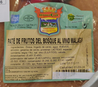 RIMICOL PATE DE FRUTOS DEL BOSQUE AL VINO MALAGA RIMICOL PATE DE FRUTOS DEL BOSQUE AL VINO MALAGA